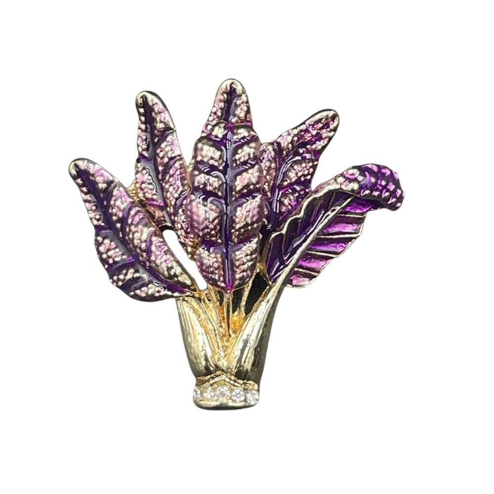 Elegant Purple Gold Cabbage Leaf Brooch